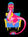 Pink dragon in the chair in the chair